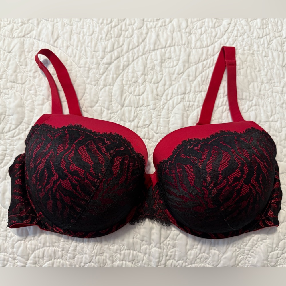 Torrid Elegant Red and Black Lace Bra
